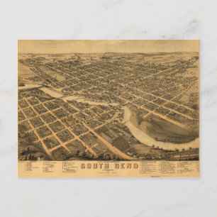 Aerial View of South Bend, Indiana (1874) Postcard