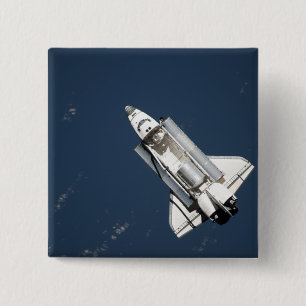 Aerial view of Space Shuttle Discovery 2 15 Cm Square Badge
