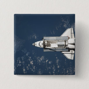 Aerial view of Space Shuttle Discovery 3 15 Cm Square Badge