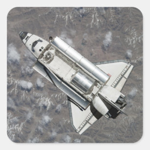 Aerial view of Space Shuttle Discovery Square Sticker