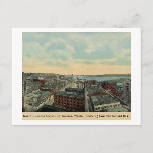 Aerial View of Tacoma, Washington Vintage Postcard (Front)