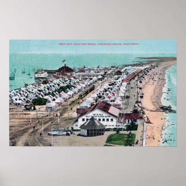 Aerial View of Tent City from Hotel del Coronado Poster (Front)
