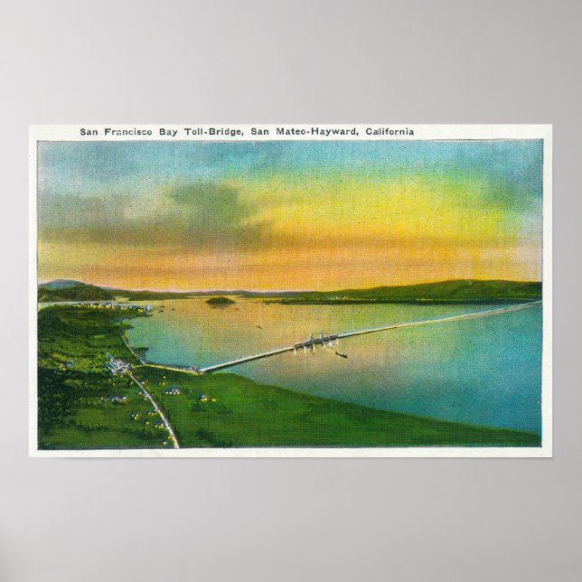 Aerial View of the Bay Bridge to Hayward, CA Poster (Front)