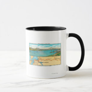 Aerial View of the Carquinez Bridge and Map Mug