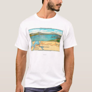 Aerial View of the Carquinez Bridge and Map T-Shirt