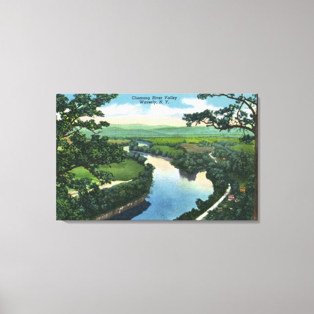 Aerial View of the Chemung River Valley Canvas Print (Front)