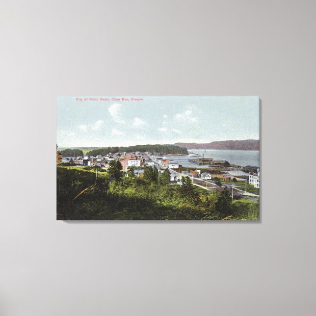 Aerial View of the City and Coos Bay Canvas Print (Front)