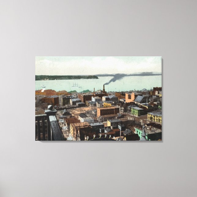 Aerial View of the City and Harbour Canvas Print (Front)