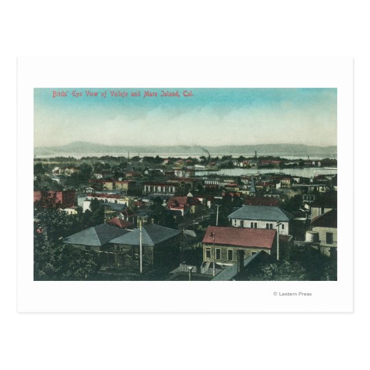 Aerial View of the City and Mare Island Postcard