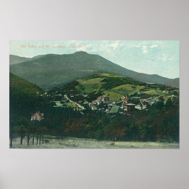 Aerial View of the City and Mt. Tamalpais Poster (Front)