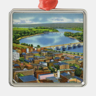 Aerial View of the City and the Connecticut Metal Tree Decoration