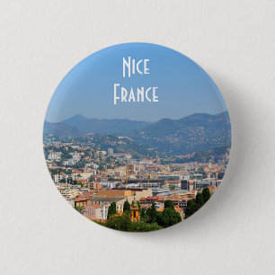 Aerial view of the city of Nice in France 6 Cm Round Badge