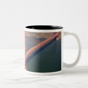 Aerial view of the Golden Gate Bridge in the 2 Two-Tone Coffee Mug