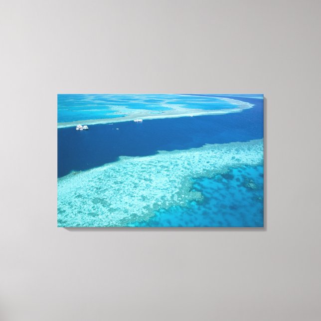 Aerial view of The Great Barrier Reef by the Canvas Print (Front)