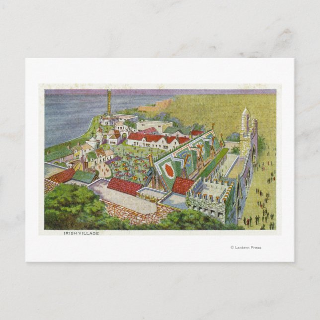 Aerial View of the Irish Village Postcard (Front)