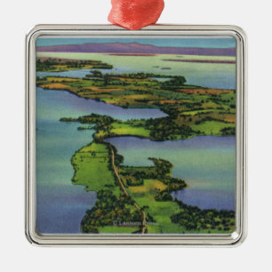 Aerial View of the Lake, NY and VT Split Metal Tree Decoration