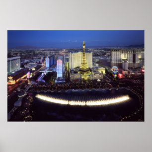 Aerial view of the Las Vegas Strip at night Poster