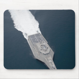 Aerial view of the littoral combat ship mouse mat