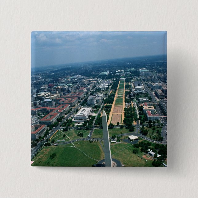 Aerial view of the National Mall 15 Cm Square Badge (Front)
