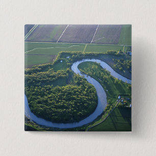 Aerial view of the Red River of the North 15 Cm Square Badge