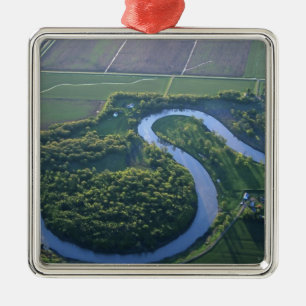 Aerial view of the Red River of the North Metal Tree Decoration