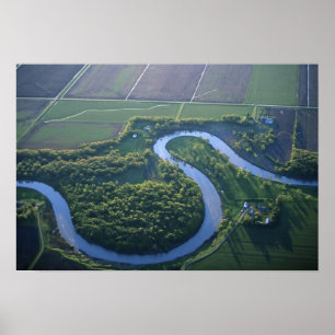 Aerial view of the Red River of the North Poster
