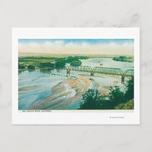 Aerial View of the River and Bridge Postcard