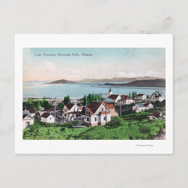 Aerial View of the Town and Lake Ewauna Postcard (Front)