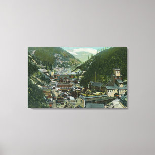 Aerial View of the Town and MountainsBurke, ID Canvas Print