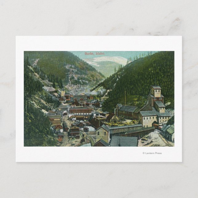 Aerial View of the Town and MountainsBurke, ID Postcard (Front)