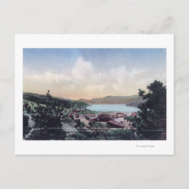 Aerial View of the Town and Nederland Lake Postcard (Front)