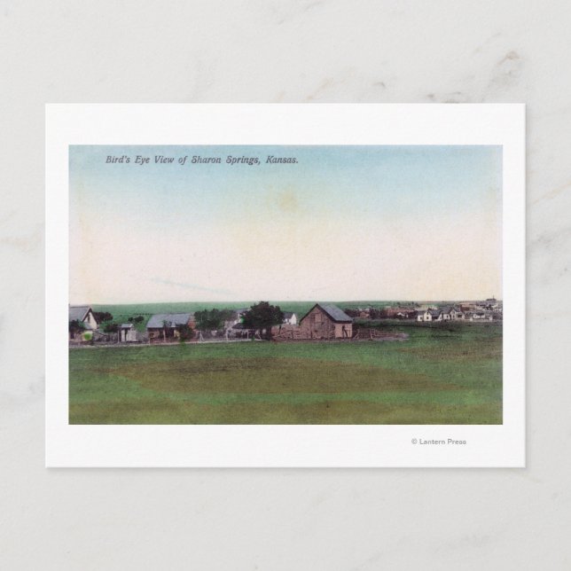 Aerial View of the TownSharon Springs, KS Postcard (Front)