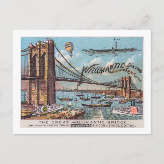 Aerial View of the Willimantic Bridge Postcard (Front)