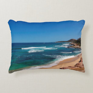 Aerial View Of Tourists Walking On Tropical Beach Decorative Cushion