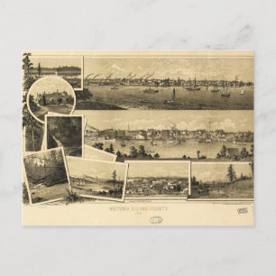 Aerial View of Victoria, British Columbia (1884) Postcard