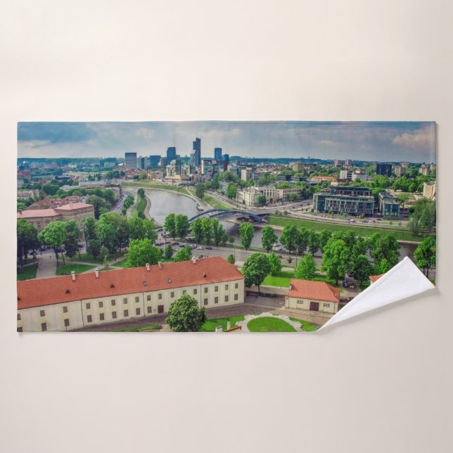 Aerial view of Vilnius, Lithuania Bath Towel (Bath Towel)