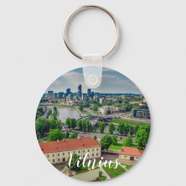 Aerial view of Vilnius, Lithuania Key Ring (Front)