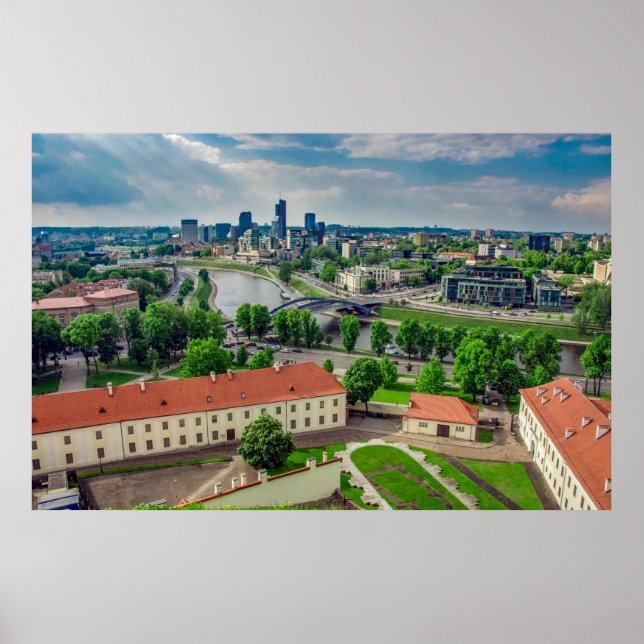 Aerial view of Vilnius, Lithuania Poster (Front)