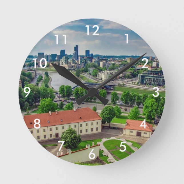 Aerial view of Vilnius, Lithuania Round Clock (Front)