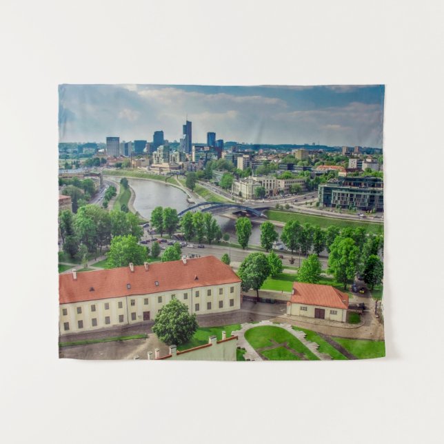 Aerial view of Vilnius, Lithuania Tapestry (Front (Horizontal))