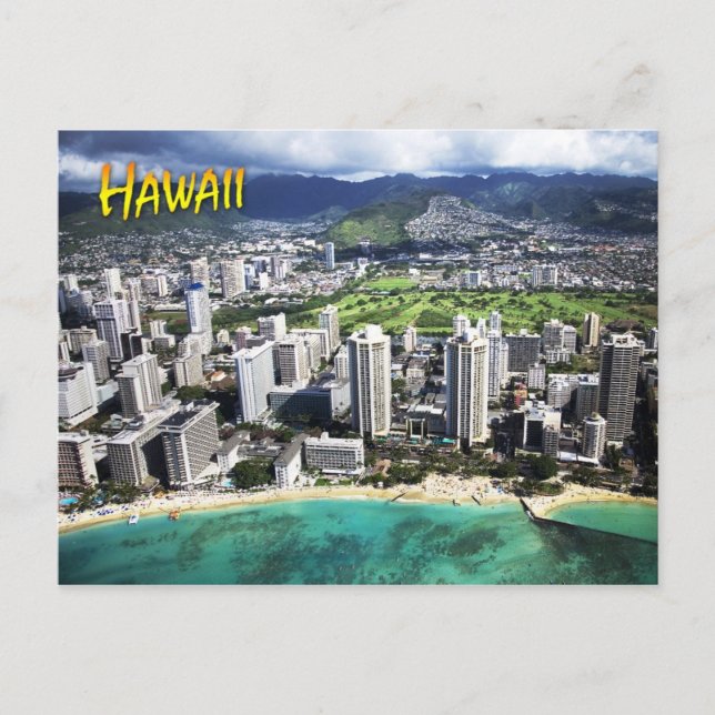 Aerial view of Waikiki Beach, Oahu, Hawaii Postcard (Front)