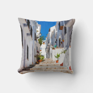 Aerial view of white city Frigiliana in sunny day  Cushion