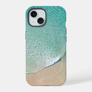 Aerial view over a beach and blue ocean iPhone 15 case