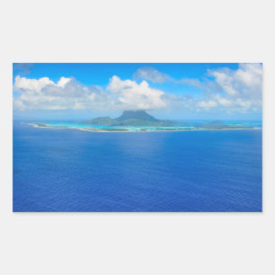 Aerial view over Bora Bora rectangular sticker