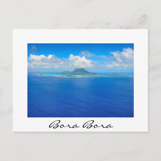 Aerial view over Bora Bora white postcard (Front)