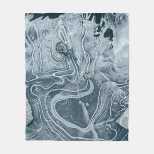 Aerial view photography of body of water fleece blanket