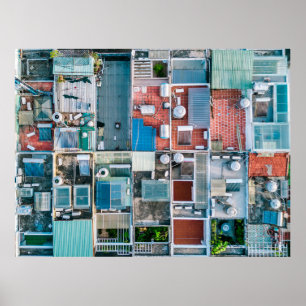 AERIAL VIEW PHOTOGRAPHY OF HOUSES POSTER