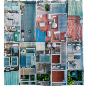 AERIAL VIEW PHOTOGRAPHY OF HOUSES SHOWER CURTAIN