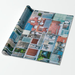 AERIAL VIEW PHOTOGRAPHY OF HOUSES WRAPPING PAPER