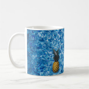 Aerial view photography of pineapple on body of wa coffee mug